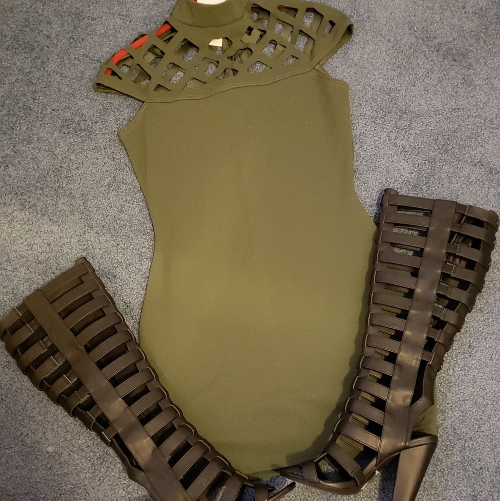 Olive green bodycon dress